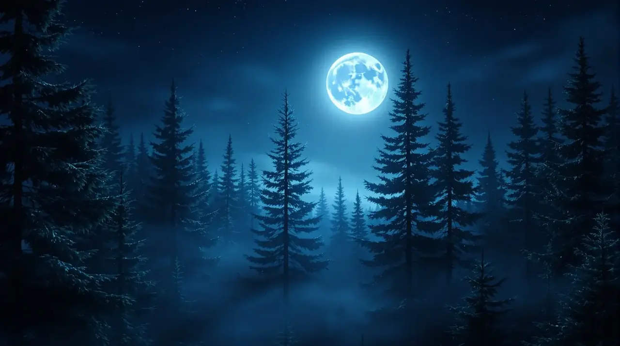 熊二影院 月夜杉林主题背景